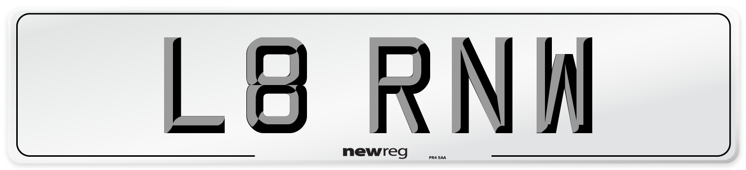 L8 RNW Number Plate from New Reg